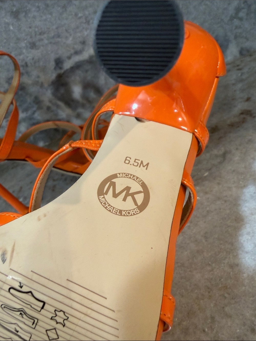 NWT Michael Kors Imani Patent Leather Strappy Orange Sandal - Picture 7 of 7